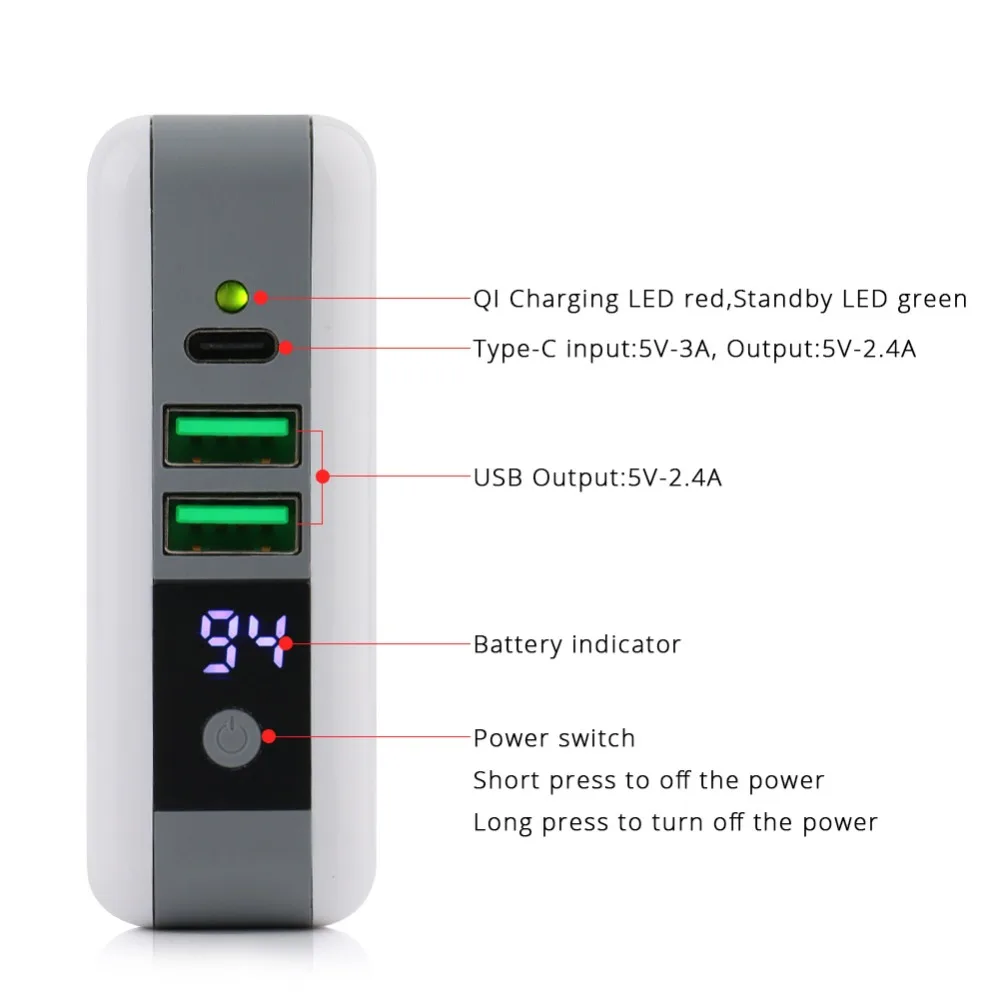 3 в 1 QI Беспроводное зарядное устройство тип C 2 USB зарядное устройство с цифровым экраном для iPhone 8 Xs Max XR samsung VIVO