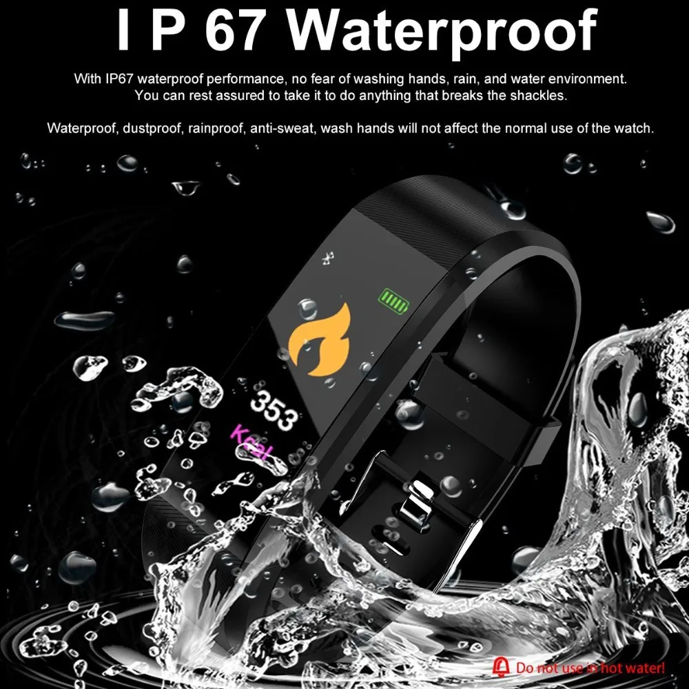 

NEW 115plus Smart Bracelet Sport Smart Watch Men Women Heart Rate Fitness Tracker Smart Wristbands For Android IOS Connect Watch