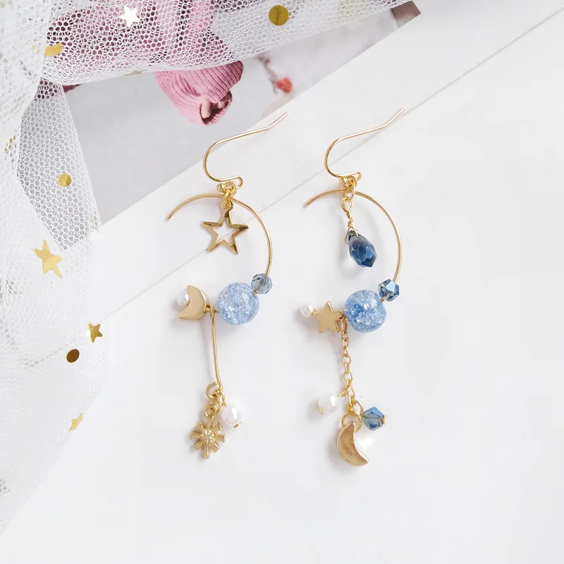 

Simple Earth Universe Moon Star Clip Earrings No Pierced Kawaii Geometric Semicircle Half Round Clip on Earrings Women