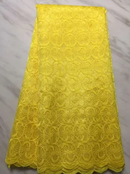 

Yellow Guipure Lace Fabric Embroidered Nigerian 3 d flowers Lace Fabric High Quality French Tulle Lace Fabric For Women/5 colors
