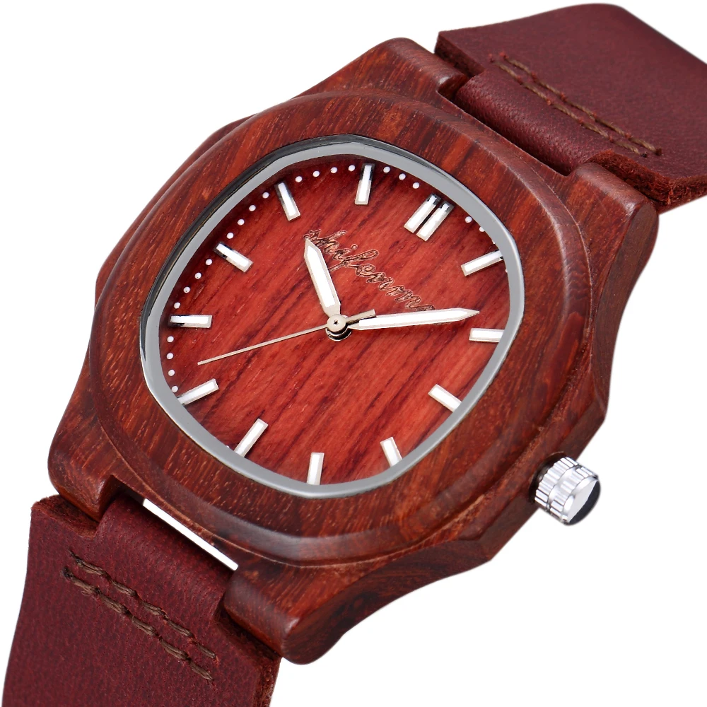 

Wood Watch Men Leather Band High Quality Wooden Men's Wrist Watches Luxury Clock Male Waterproof Sport Watch Reloj Hombre Gifts