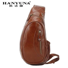 HANYUNA BRAND Genuine Leather Men Chest Bag Gentlemen Casual Bags Men Crossbody Bag Single Shoulder Bag for Gentlemen Use