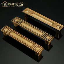 Chinese pure copper handle black cabinet full copper European style door handle wardrobe drawer