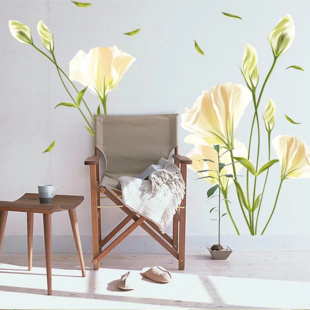 Mayitr Lily Flower Wall Stickers Home Living Room Mural Decor Art Decal DIY Removable