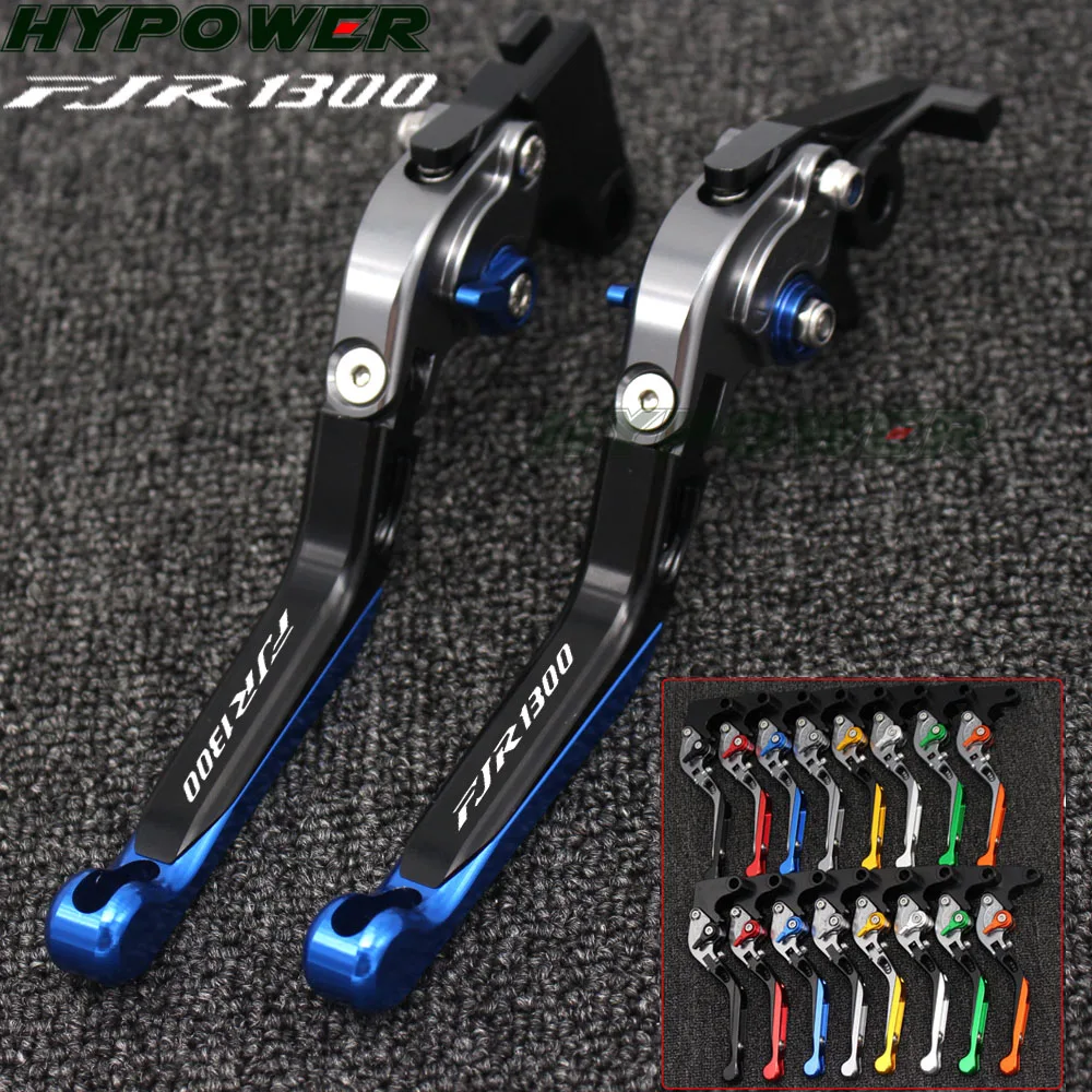 

Laser Logo Blue&Titanium CNC Adjustable Folding Extendable Motorcycle Brake Clutch Levers For Yamaha FJR 1300 FJR1300 2003