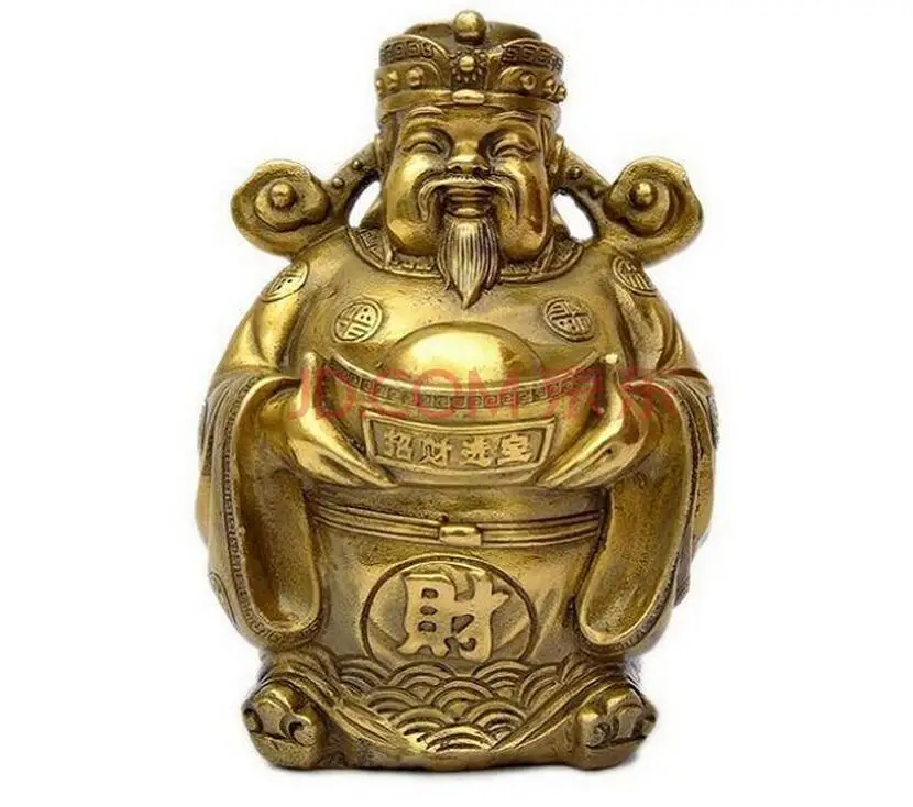 

Chinese Bronze Wealth YuanBao Money Mammon Jambhala God Statue Bronze sculpture