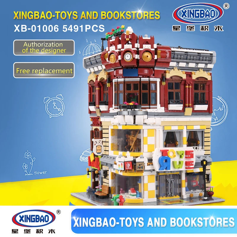 

XingBao 01006 5491Pcs Creative MOC City Series The Toys and Bookstore Set Building Blocks Bricks Toy Educational Model Gifts