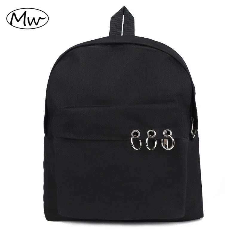 Чёрные однотонные парусиновые Повседневные простые Школьные рюкзаки для подростков унисекс
