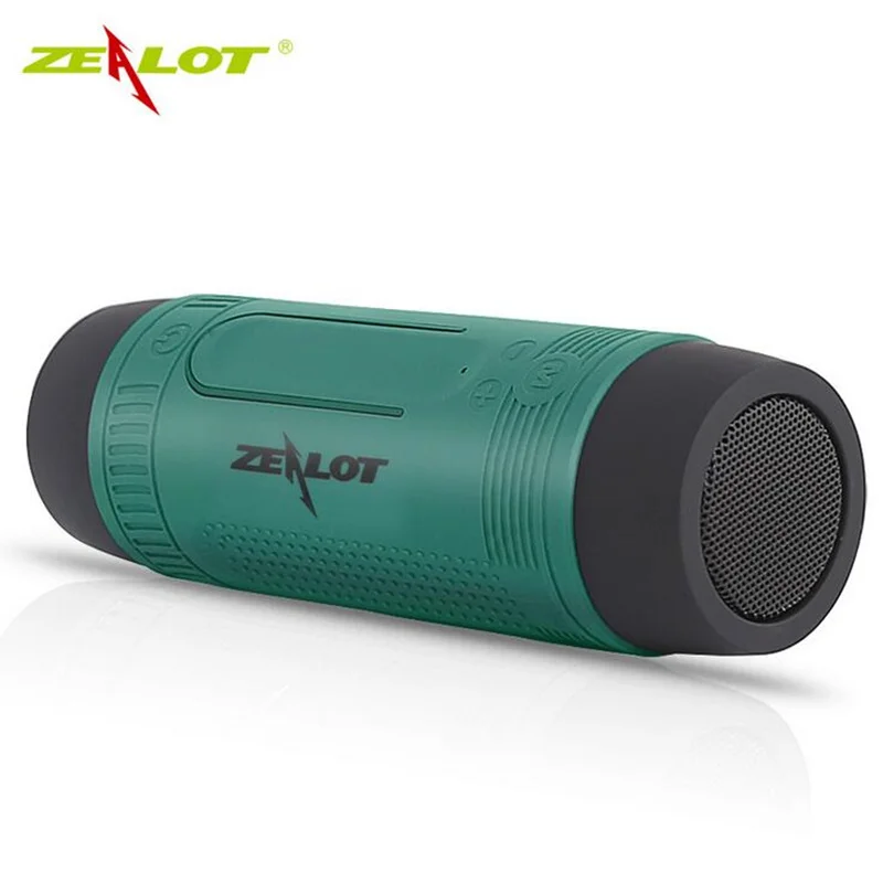 ZEALOT S1 водонепроницаемый bluetooth динамик беспроводной портативный открытый динамик с светодиодный фонарик Поддержка TF fm-радио для телефонов ПК - Цвет: Green