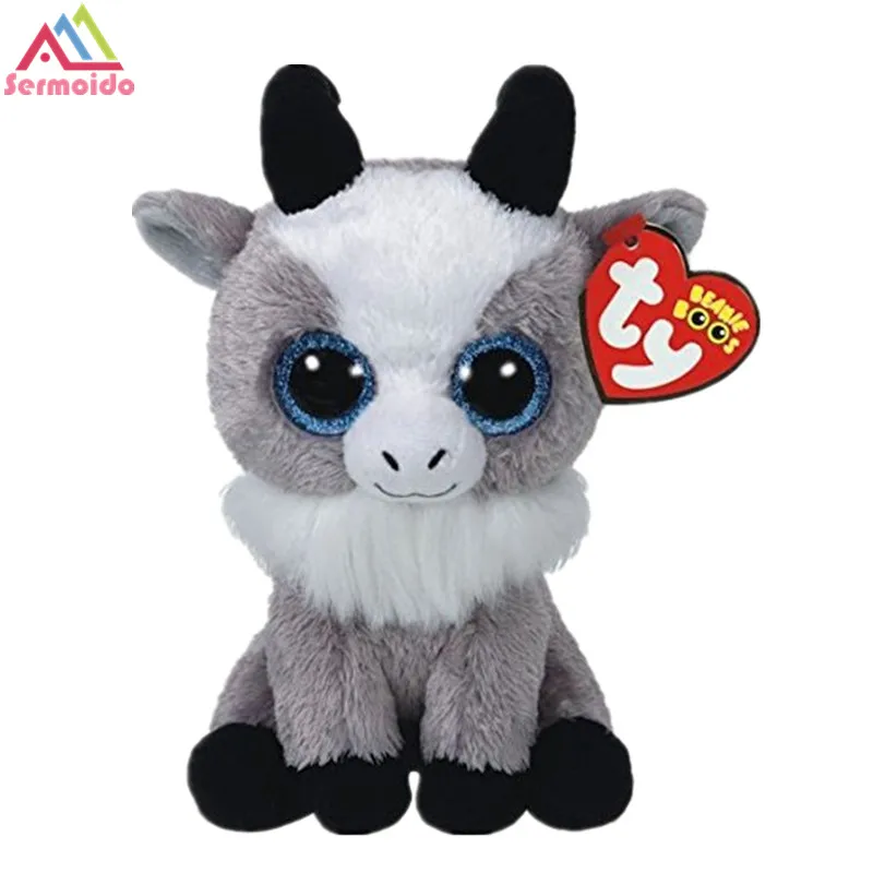 

sermoido TY Beanie Boos 6" 15cm Gabby the Goat Plush Stuffed Collectible Big Eyes Doll Toy DBP98