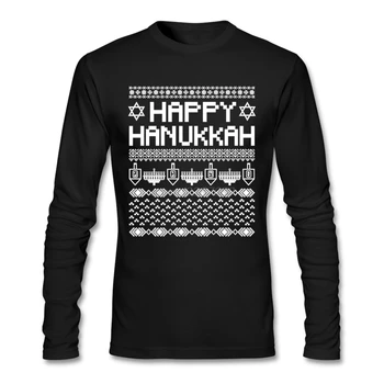 

Create Men Happy Hanukkah - Jewish Holiday Interesting T Shirt Designs Pre-cotton T Shirt Men Natural Cotton T Shirts
