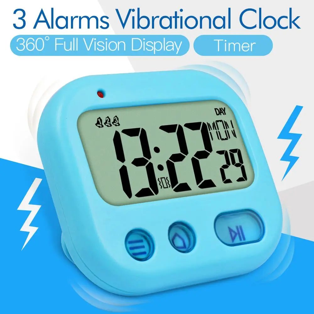 Mini Kids bedside Clock Student pocket Timer Vibrating Snooze Alarm