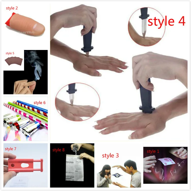 

1pc Fake Soft Thumb Tip Finger Fake Magic Knife Retractable SLIDE IN Blade Fun Joke Prank Halloween Prop Fake Gag Party Toys