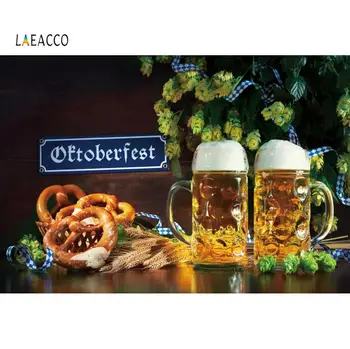 

Laeacco Oktoberfest Backgrounds Party Beer Glasses Wheat Pretzels Table Baby Photography Backdrops Photocall Photo Studio