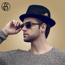 FS с широкими полями, черная фетровая шляпа для мужчин, осенняя винтажная верхняя джазовая шляпа, Зимняя шерстяная фетровая шляпа крестного отца, шляпы Трилби, Chapeau Homme