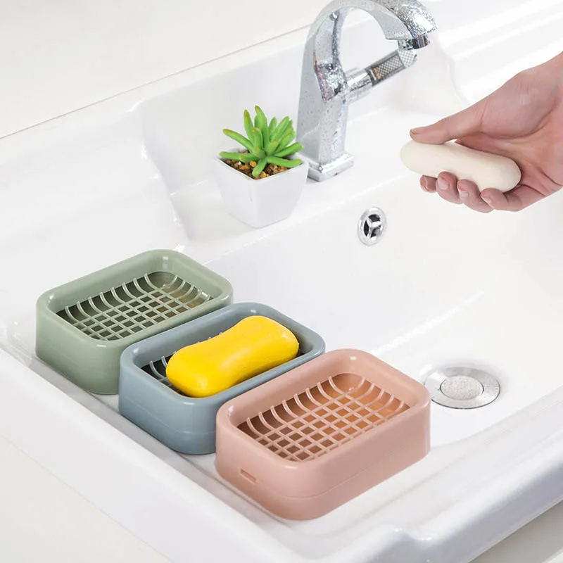 

1 PC Double Layer Soap Holder Non-slip Plastic Draining Tool Shower Soap Sponge Dish Holder Bathroom Accessories Supplies
