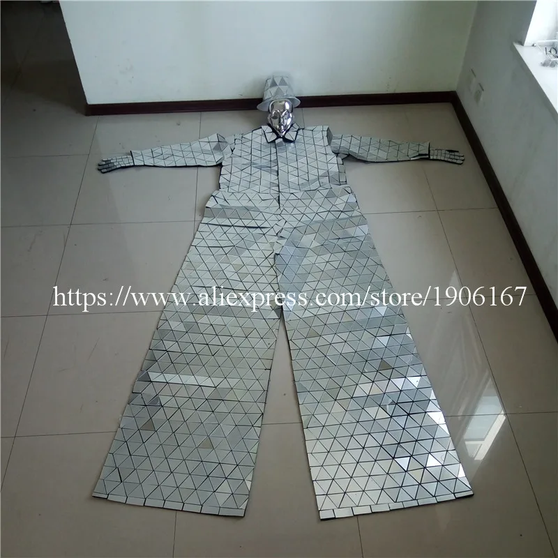 Mirror Clothing Event Party Supplies Mirror Design Dazzling Fashion Costume Men Women Street Art Reflective Clothes Robot Suit05