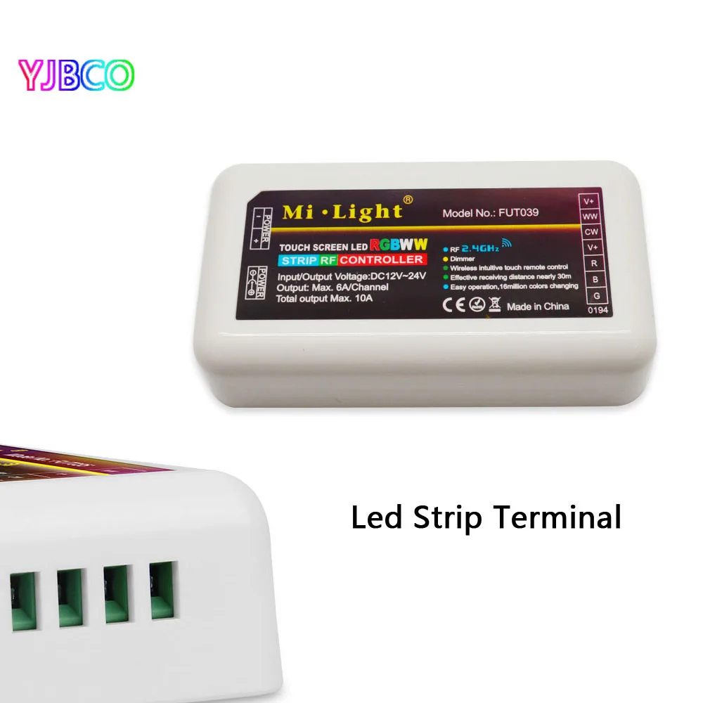 

Mi Light FUT039 Wireless 2.4G 4-Zone RF Wireless RGB+CCT LED Controller Dimmer for Flexible 5050 3528 RGB CCT Led Strip Lights