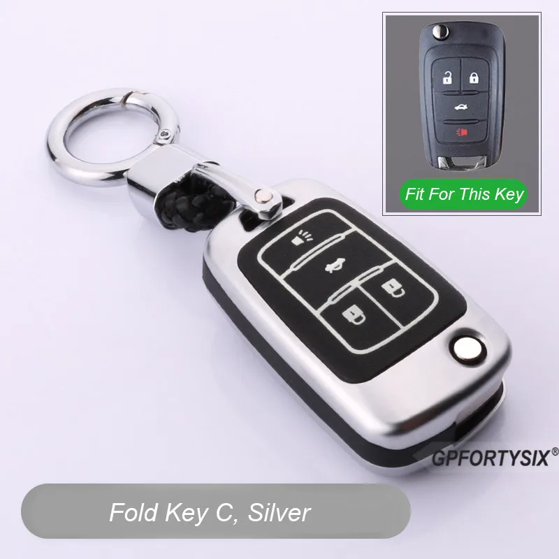 Светящийся чехол для ключей автомобиля из цинкового сплава для Chevrolet Lova Sail Aveo Cruze для Vauxhall, Opel Insignia Astra Buick флип-пульт дистанционного управления Fob - Название цвета: Silver-Fold key C