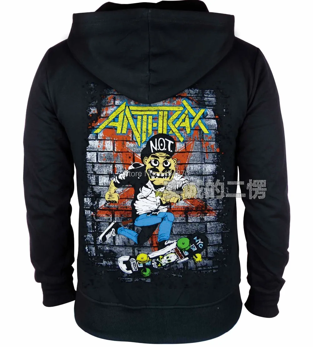 

3 kinds Anthrax tracksuit Cotton Rock hoodies anime jacket punk heavy metal Zipper Sweatshirt illustration skateboard hip hop