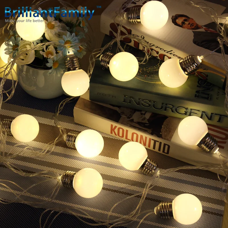 

LED G45 Globe Festoon Party Ball string lamps Connectable Plug-in 5M 20LED string bulb lights Christmas Lights Garland Led