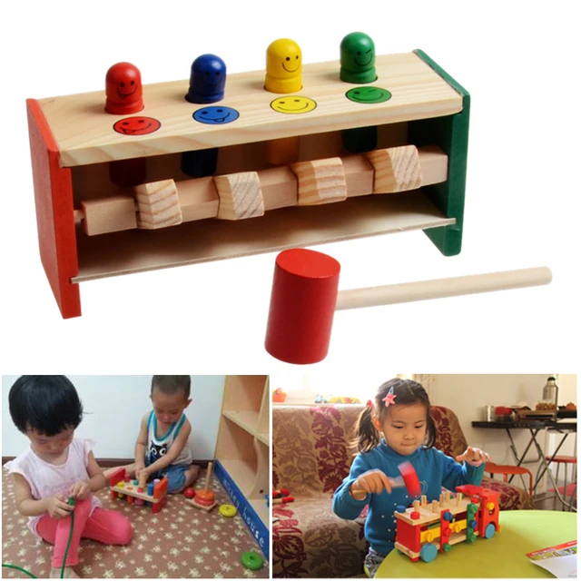 Buy Baby Wooden Hammer Toys +Stick Hammer Box Toddlers Educational Puzzle Toys