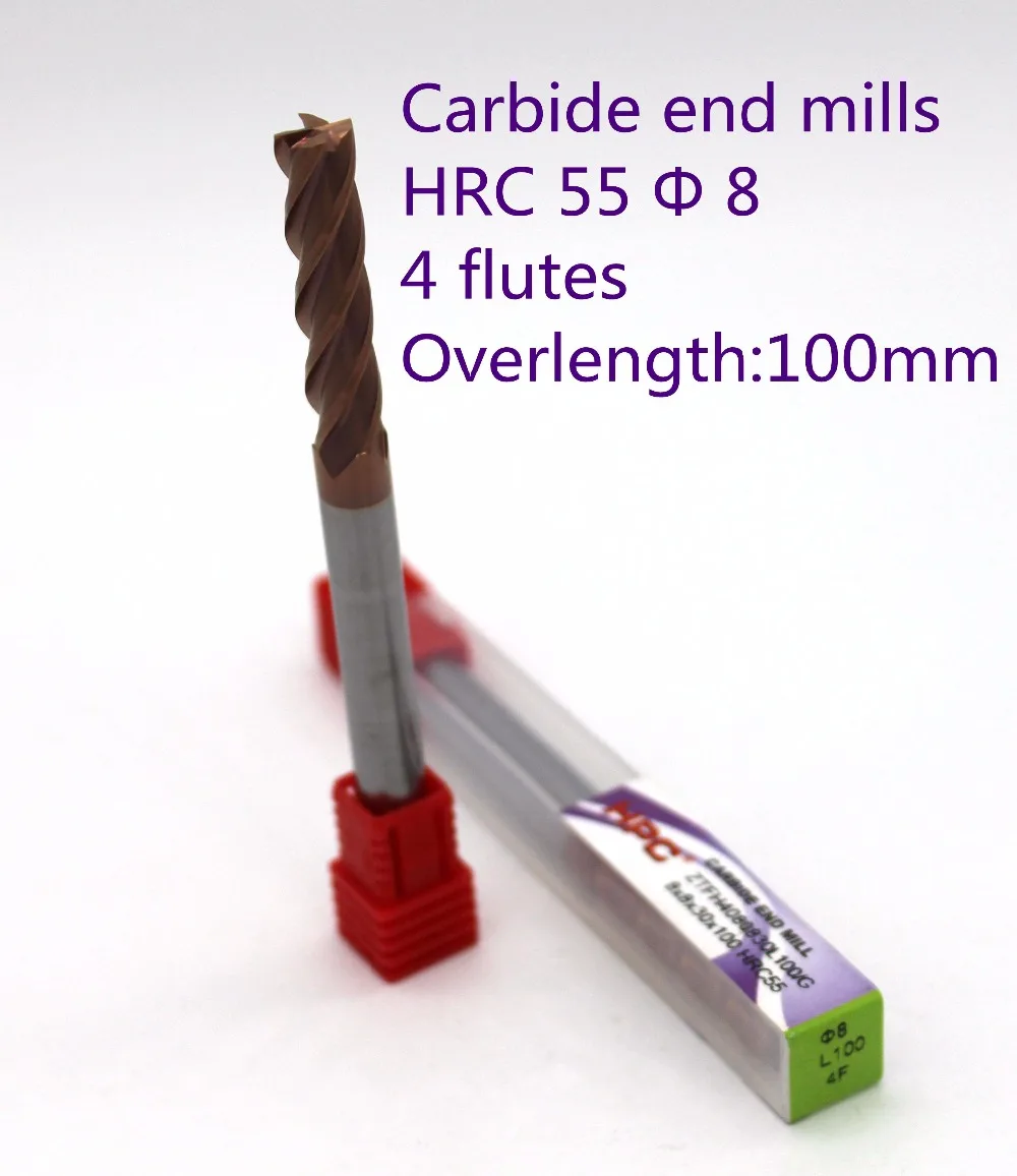 8*8*35*100 of 4 flutes HRC55 flat end mills carbide end milling