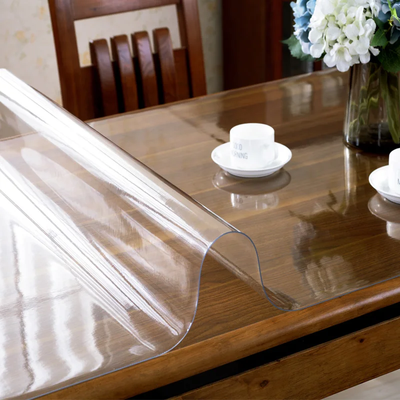 Transparent PVC tablecloth Soft glass matte coffee table mat 2mm thickness Waterproof oilproof plastic table cover customize