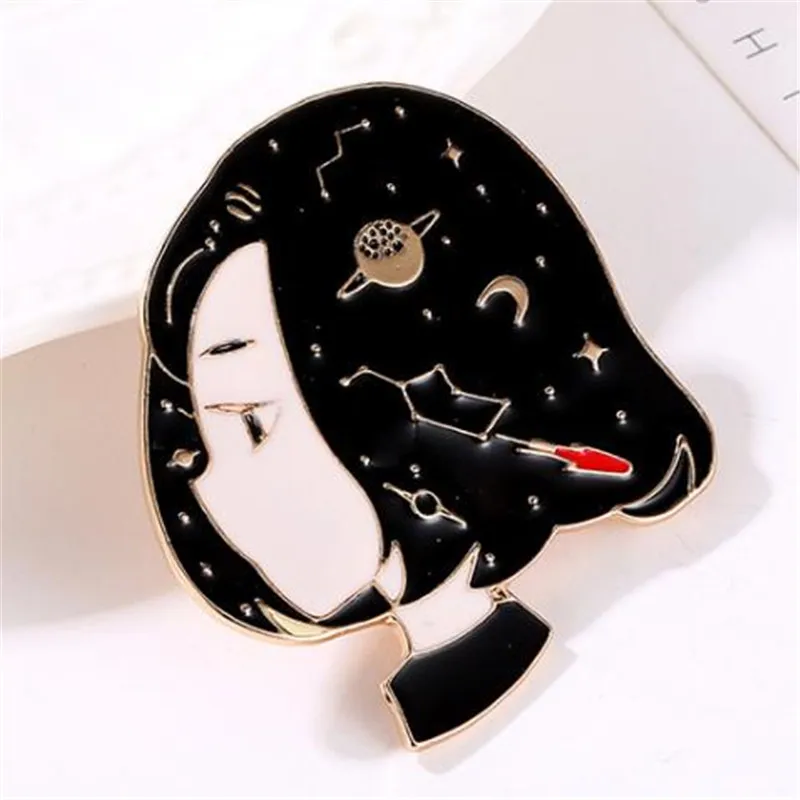 Модные Galaxy девушка металлические значки иконки на Pin Hipster брошь одежду значок для