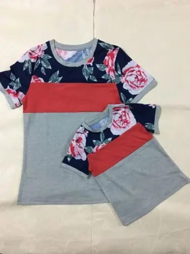 

Pudcoco Family Matching Clothes Women Kids Outfits T- Shirt Blouse Flower Tee Casual Cotton Short Sleeve Summer Clothing