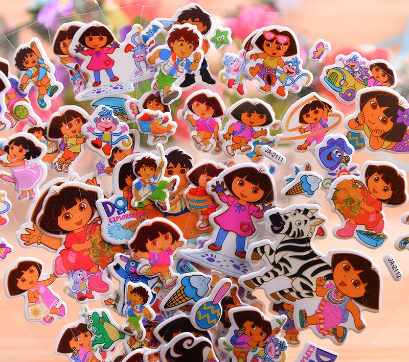 

6pcs New 3D cartoon Dora Bubble stickers Puffy wall stickers for kids gift puffy reward rooms decoration Toys Scrapbook