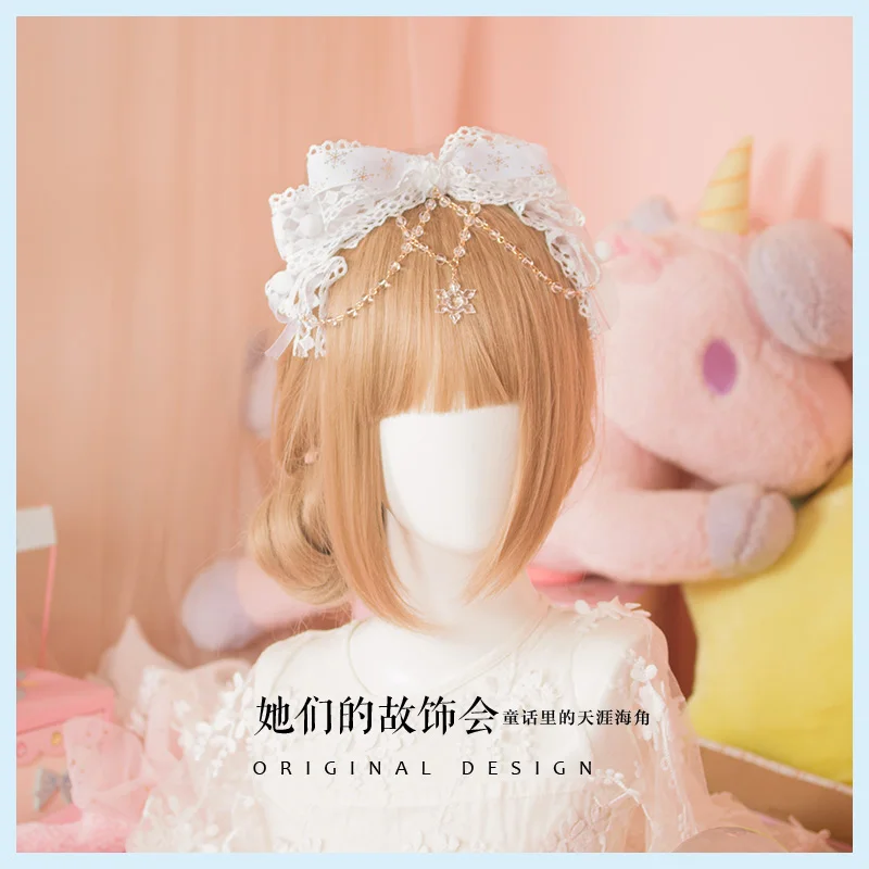 

Princess Gothic lolita Handmade DIY Bow Headband Lolita hand made snow white KC hairpin headdress Lolita Necklace GSH105
