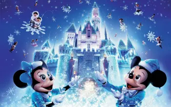 

Frozen Winter Ice Castle Snowflake Mickey Minnie Mouse backdrop High quality Computer print party background