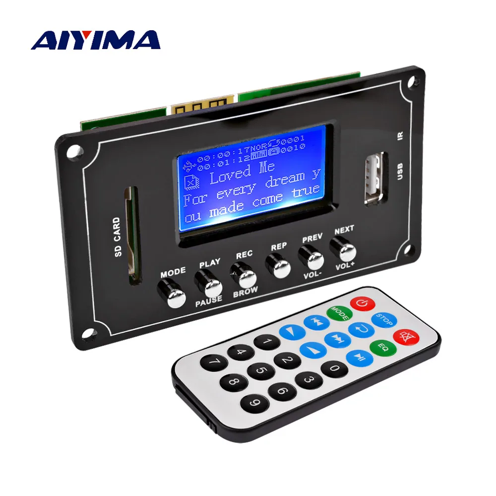 AIYIMA Беспроводной Bluetooth MP3 декодер доска 12 V декодирования аудио WMA/USB/SD/FM Радио Вход