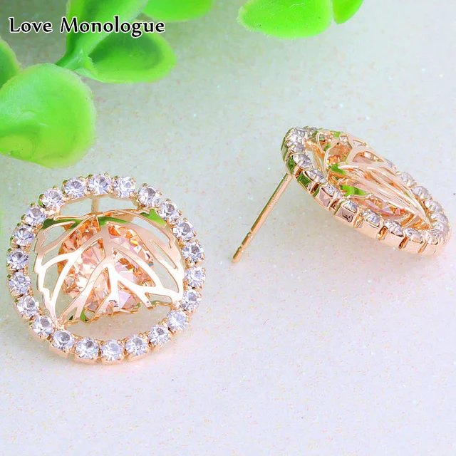 2 Colour Vintage Round Imitation Peridot Cubic Zirconia Stud 2 Colour Vintage Round Imitation Peridot Cubic Zirconia Stud Earrings Yellow Gold Color Jewelry For Women