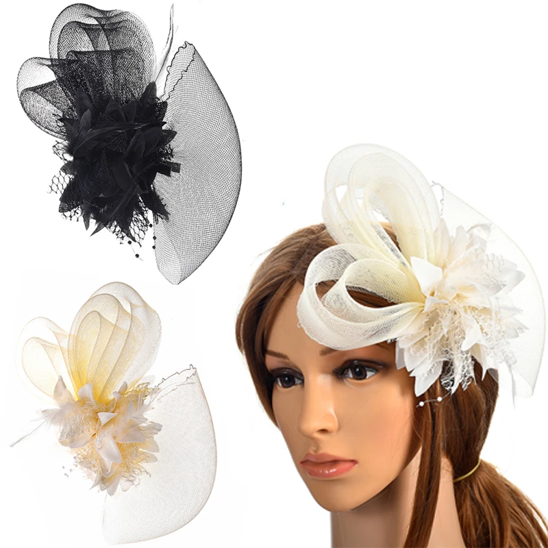 

M MISM Flower Feather Hat Hairgrip Hairpins Fascinator Hair Accessories Headpiece Hair Clips For Women Party Wedding Festival