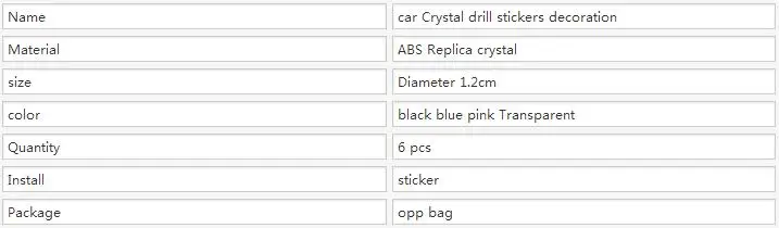 6 шт. авто-Стайлинг хрустальные сверла наклейки украшения Черный Синий Розовый прозрачный цвет авто аксессуары ремонт стикер