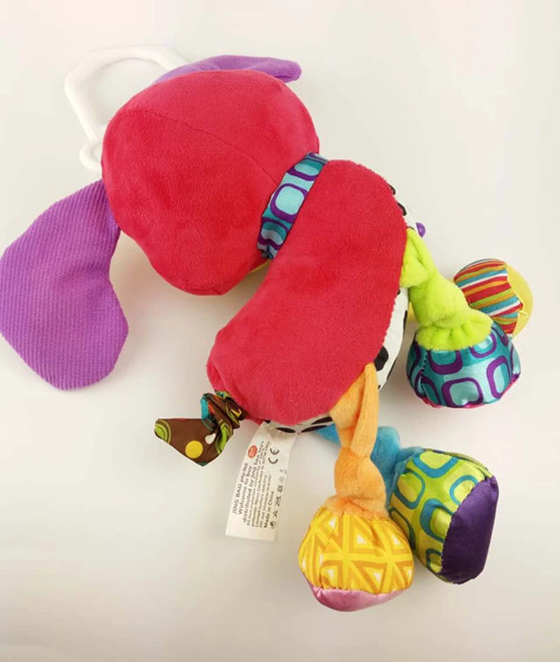 35*22CM Musical Cute Rattles Bed Crib Stroller Kids Stuffed Doll Vibrator Dog Hand Bell Shake RingToy With Teether D012 7
