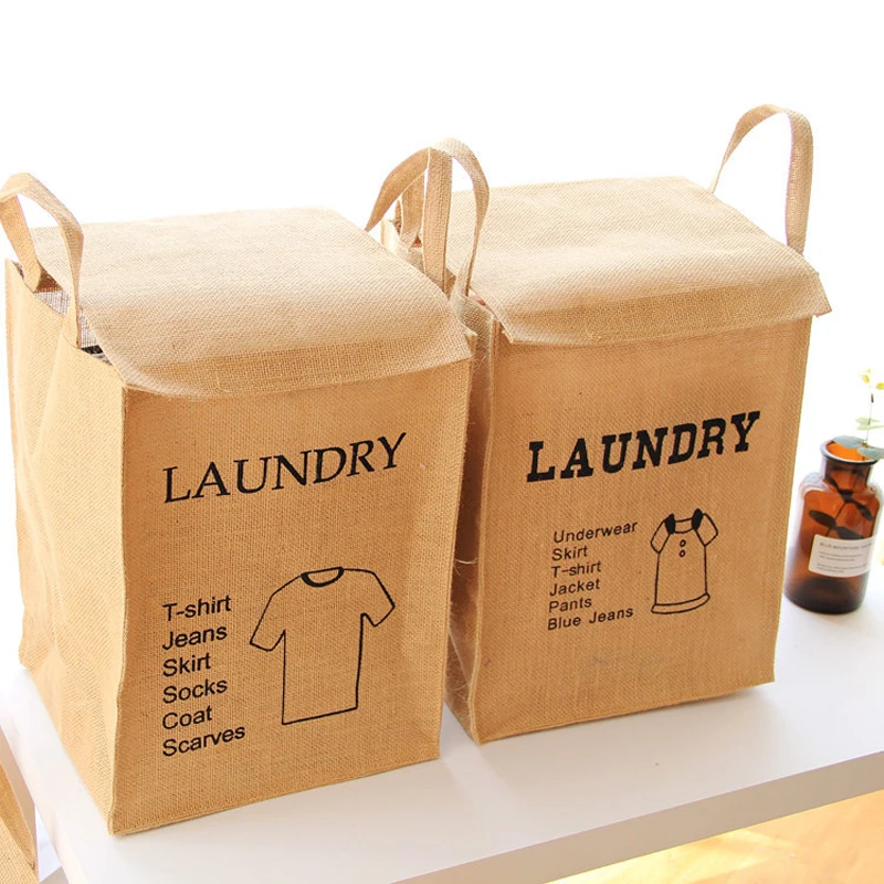 

Large Laundry Basket Jute Baskets Fabric Storage Basket For Toys Laundry Bags For Dirty Clothes Bathroom Hanging Baskets Bins