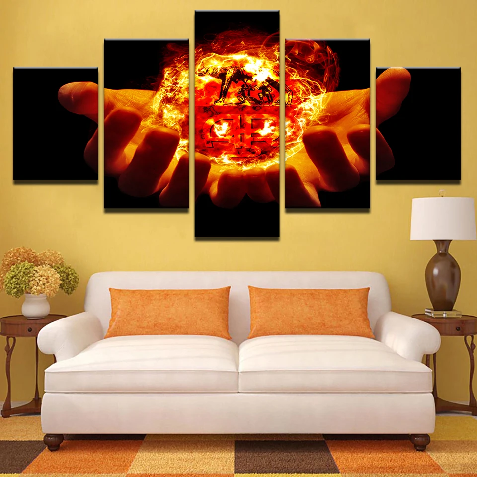 

Fire Hand Hope Modular Canvas Painting Wall Art Framework Home Decor 5Pieces Decorative Picture Living Room