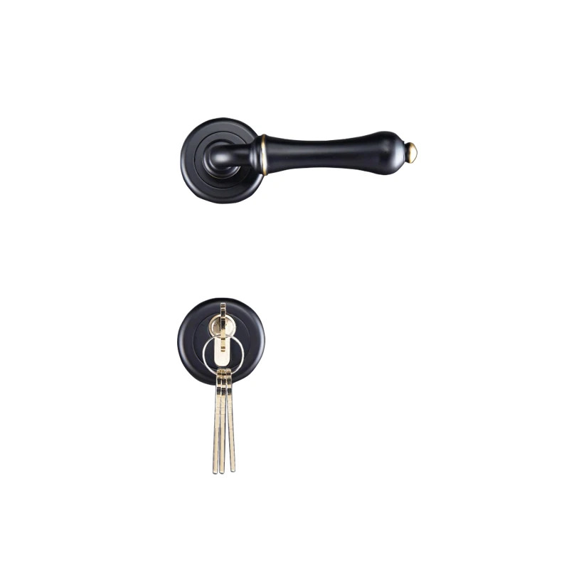  1Set Rural Style Silent Brass Door Lock Handle with Key for Interior Room Living Room/Bedroom/Bathr - 33044628582