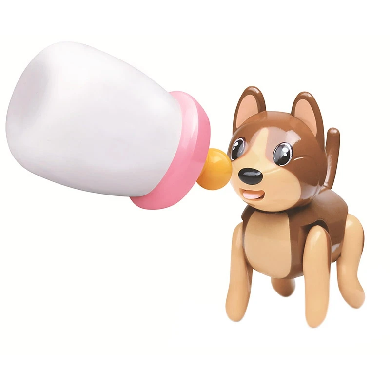 Baby Pet Sucking Dog Cat Doll Interactive Electronic Pet Toy For Children Gift-The Pets Tongue Stick Out Drink Milk Bottle - Цвет: Khaki