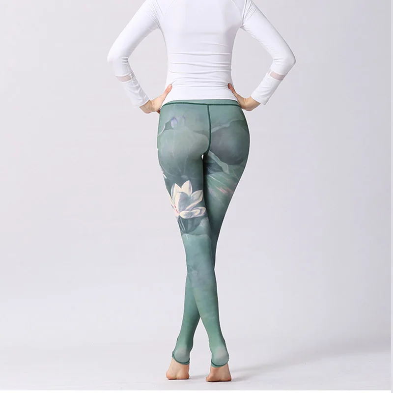 SALSPOR штаны для йоги с цветочным принтом для женщин, высокая талия, пуш-ап, спортивные длинные леггинсы из полиэстера