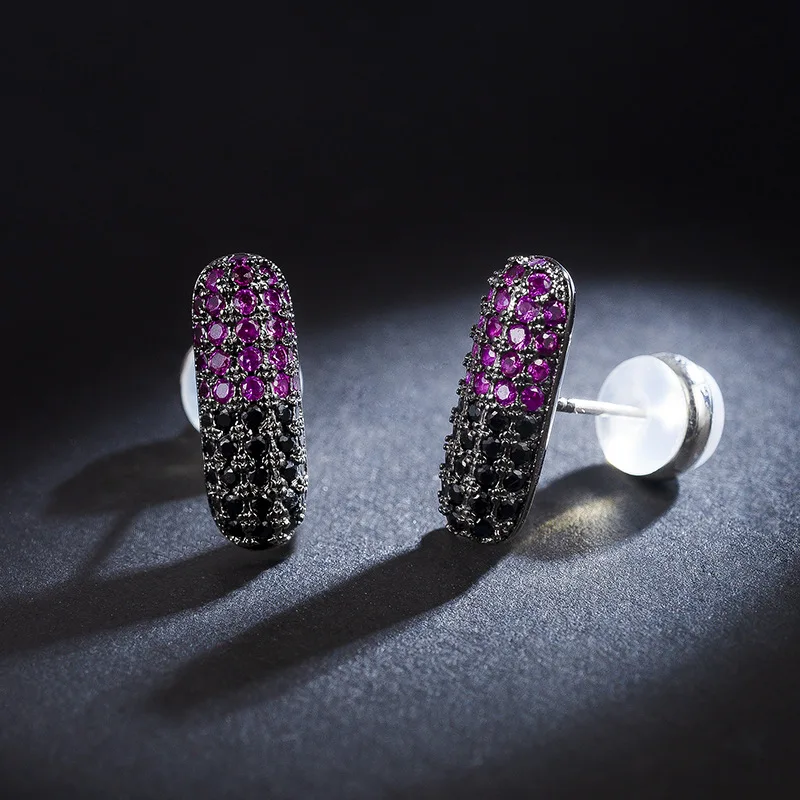 Fashion new Micro setting zircon capsule earrings Creative personality fun black Stud | Украшения и аксессуары