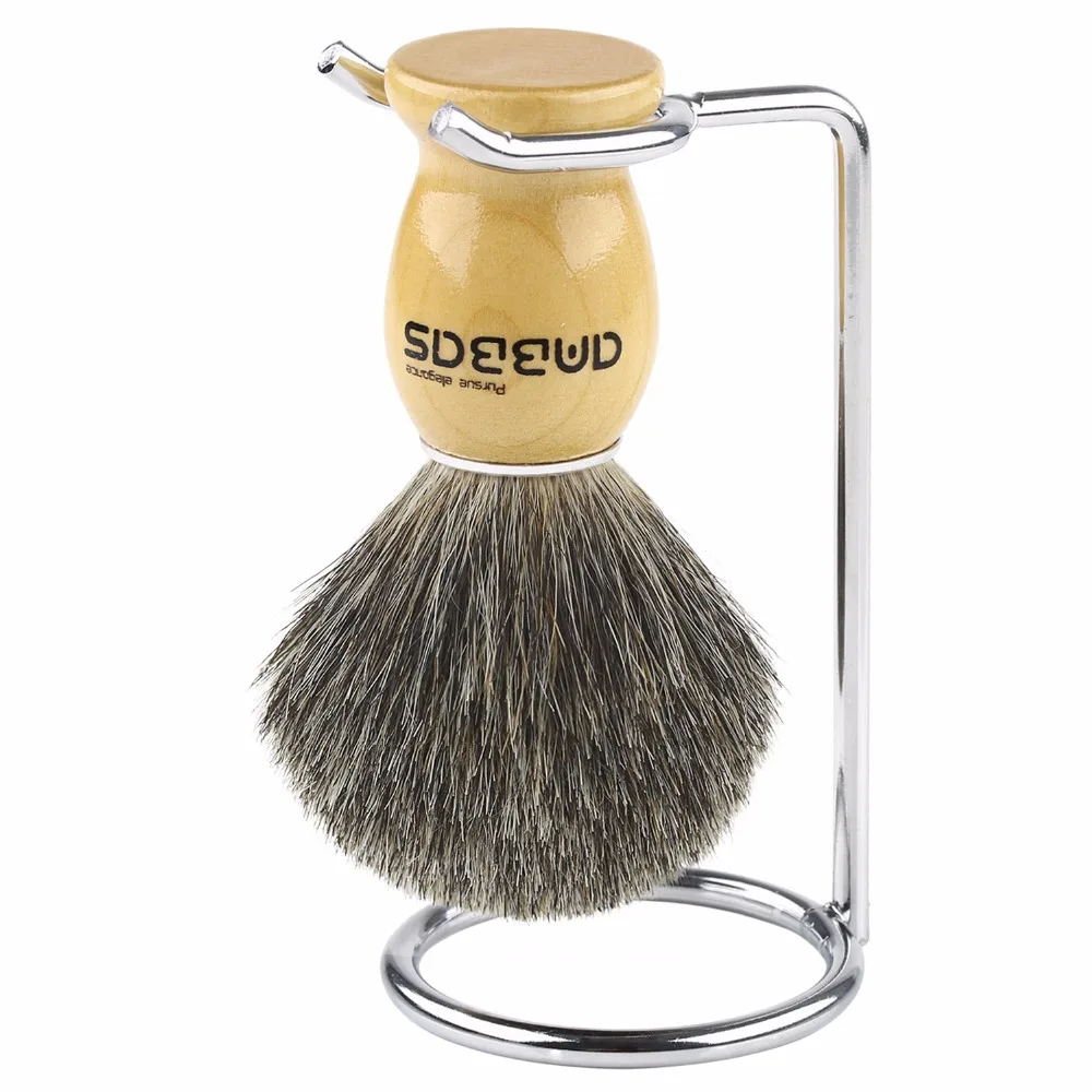 Anbbas Genuine Badger Bristle Hair Brush Shaving Holder Stainless Steel