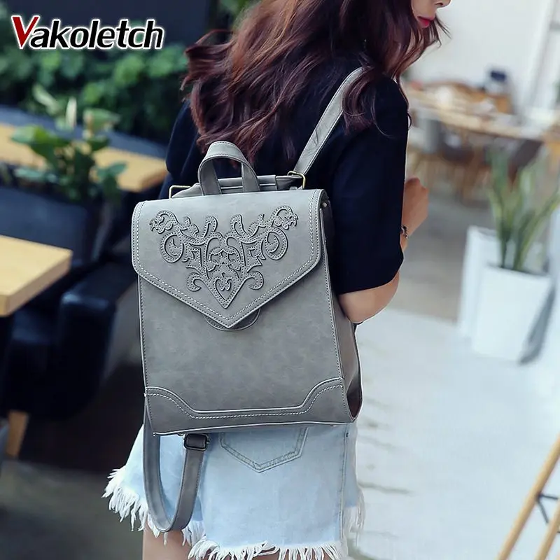 Mujer bolso Floral señoras tapa blanda carácter relieve Mochilas Mujer la Escuela de moda de estilo de cuero de las mujeres mochila KL311 Mujer bolso Floral señoras tapa blanda carácter relieve Mochilas Mujer la Escuela de moda de estilo de cuero de las mujeres mochila KL311