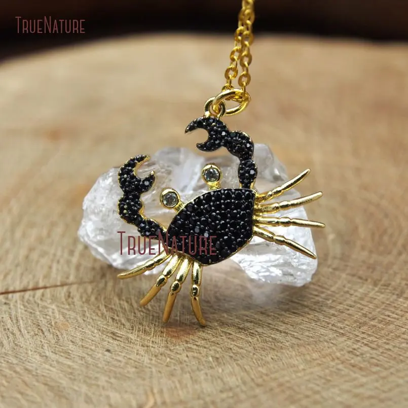 20180126-NM10388-  Black Zircon Micro Pave Gold Plating Crab Necklace Copper Necklace_1