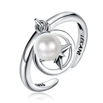 

YuanYaxc Vintage Wind Opening Ring S925 Sterling Silver Jewelry Women's Sterling Silver Ring Jewelry Pearl Pendant