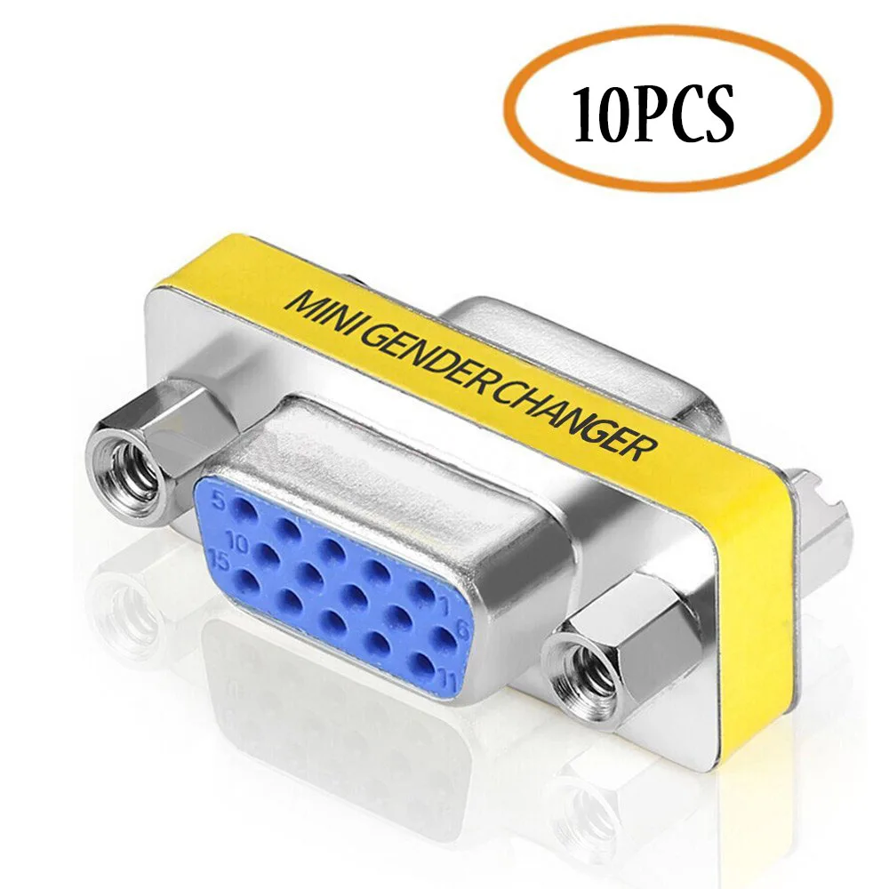 

10pcs SVGA Connector DB HD New 15 VGA SVGA KVM Female to Female Gender Changer Adapter Coupler