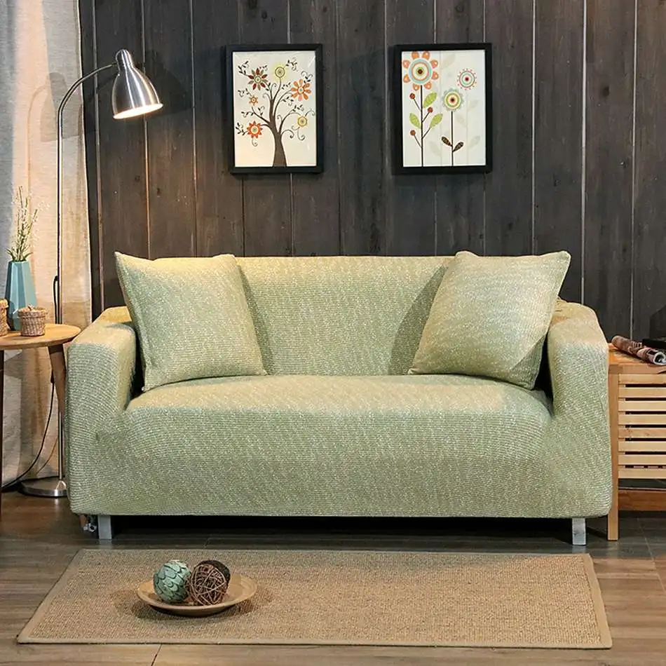 Бежевый Универсальный вязаный эластичный диван Чехол для гостиной сплошной цвет диван полиэфирный чехол для дивана большая эластичная крышка - Цвет: MeiRenTiaoBoHeLv